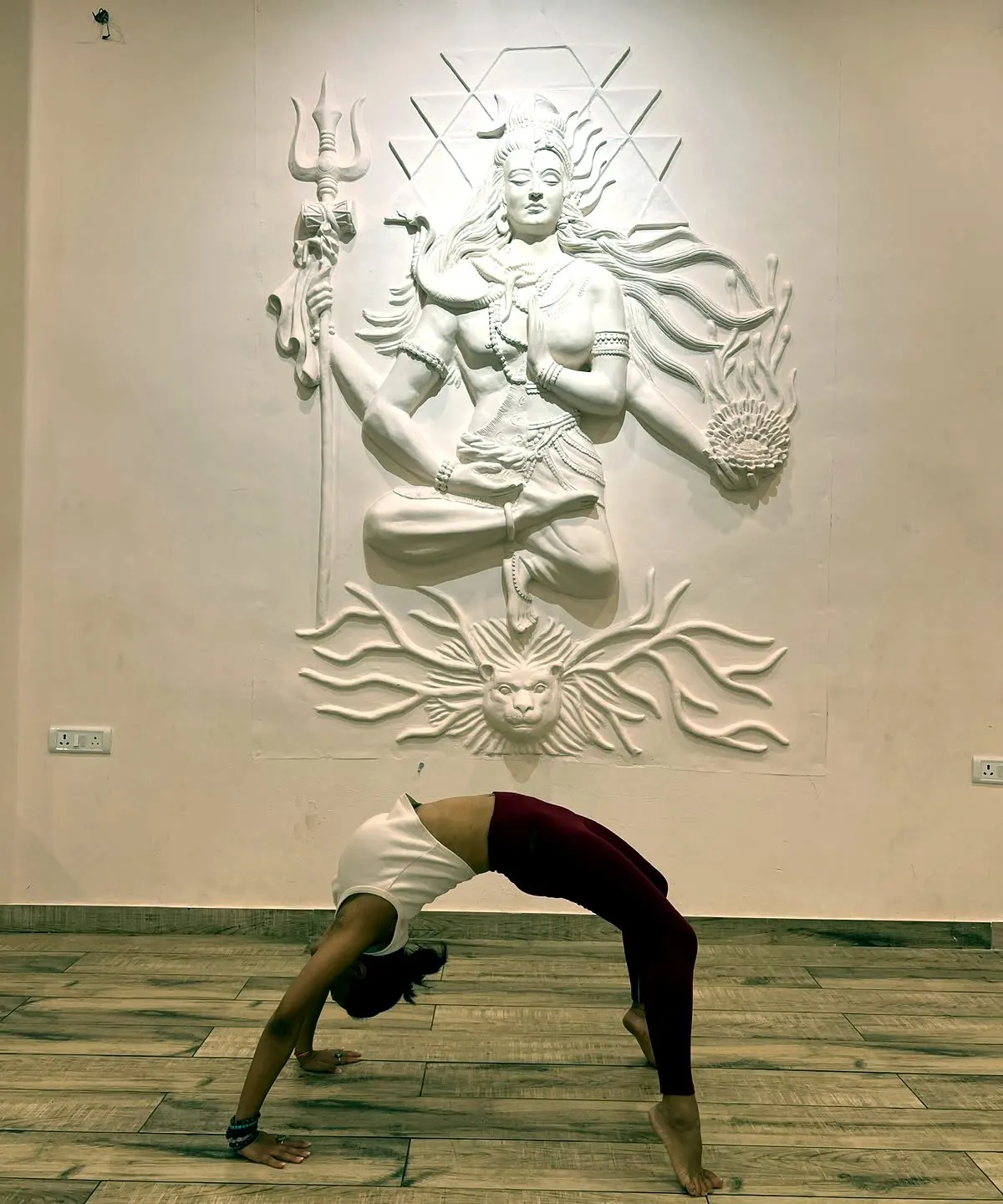 Private therapeutic yoga session, backbend pose